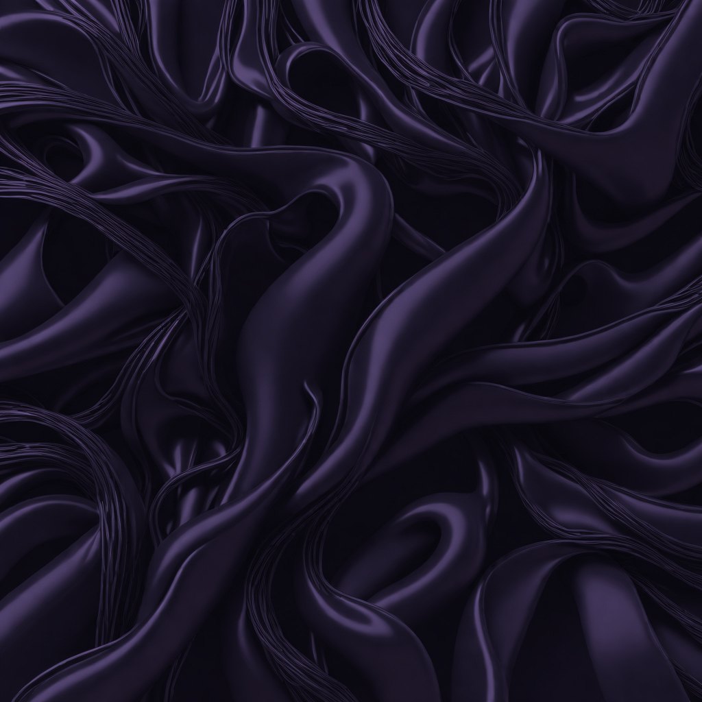 Abstract render: folds of dark violet silk falling in smooth curves